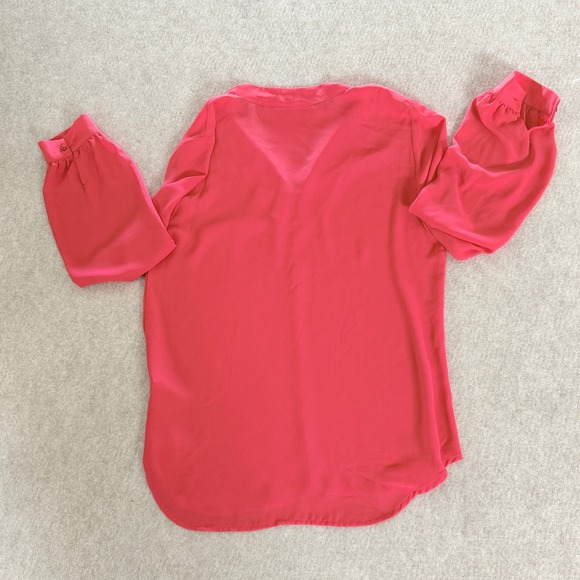Violet + Claire Womens Coral Pink V-Neck Bishop Sleeve Blouse M Office Career - Picture 9 of 9